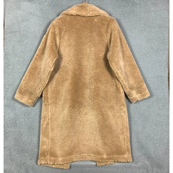 Alo Yoga Trench Coat Women's XXS 2XS Camel Oversized‎ Sherpa Foxy Teddy Jacket - Picture 5 of 8